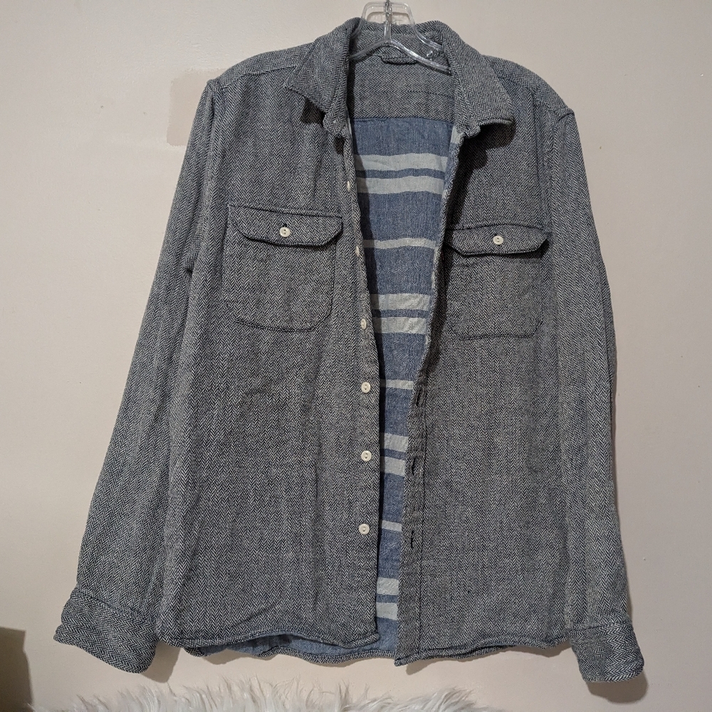 Levi's Jackson Worker Grey Herringbone Button Up Long Sleeve Shirt EUC